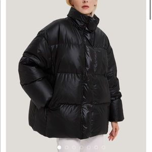 Channel-Quilt Down Parka Black